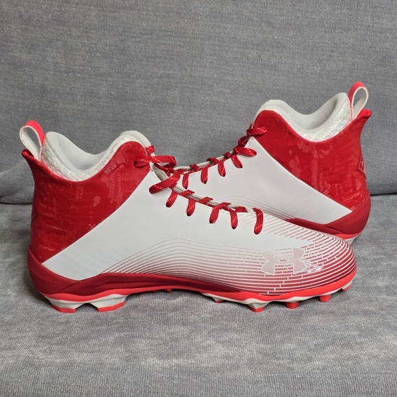 NEW Under‎ Armour Hammer MC 2.0 Football Cleats Men\'s 12.5 White/Red 3027306-101 main image 8